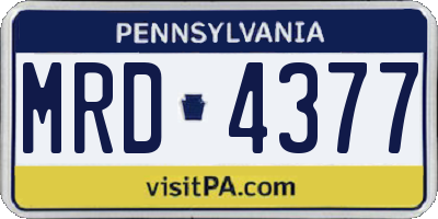 PA license plate MRD4377