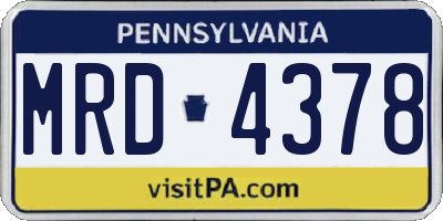PA license plate MRD4378
