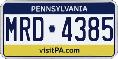 PA license plate MRD4385
