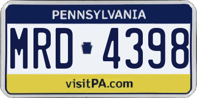 PA license plate MRD4398