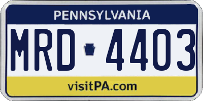 PA license plate MRD4403
