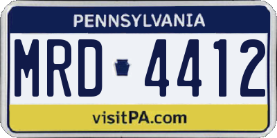 PA license plate MRD4412