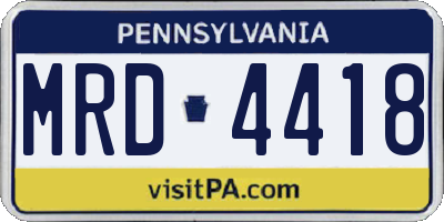 PA license plate MRD4418