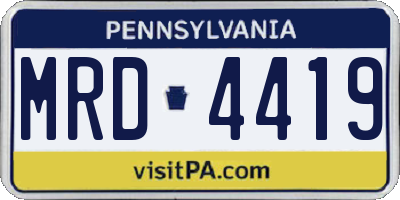 PA license plate MRD4419