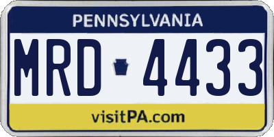 PA license plate MRD4433
