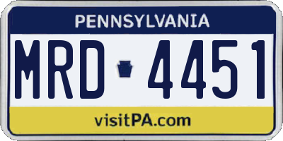 PA license plate MRD4451