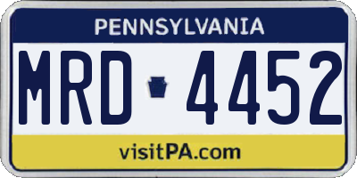 PA license plate MRD4452
