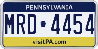 PA license plate MRD4454