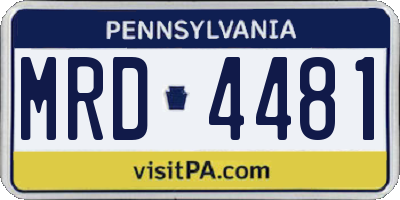 PA license plate MRD4481