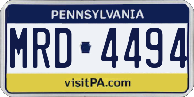 PA license plate MRD4494
