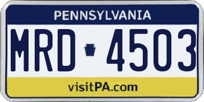 PA license plate MRD4503