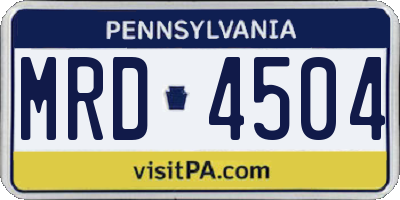 PA license plate MRD4504