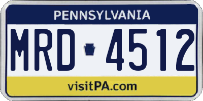 PA license plate MRD4512