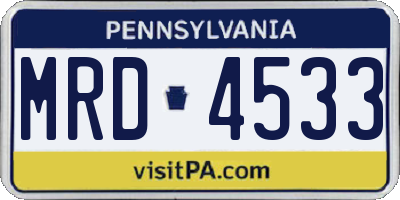 PA license plate MRD4533