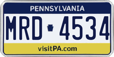 PA license plate MRD4534