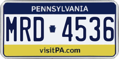 PA license plate MRD4536
