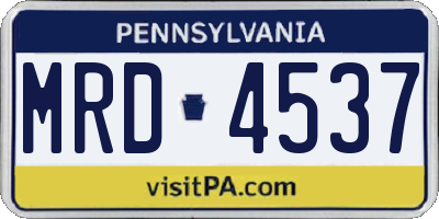 PA license plate MRD4537