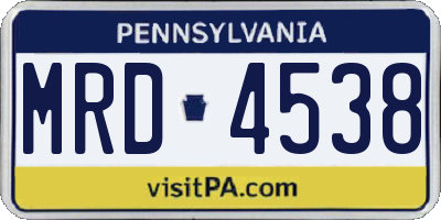 PA license plate MRD4538