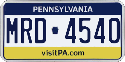 PA license plate MRD4540