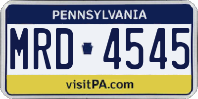 PA license plate MRD4545