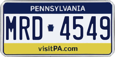PA license plate MRD4549