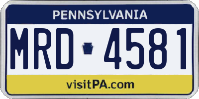 PA license plate MRD4581
