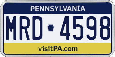 PA license plate MRD4598