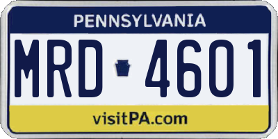 PA license plate MRD4601