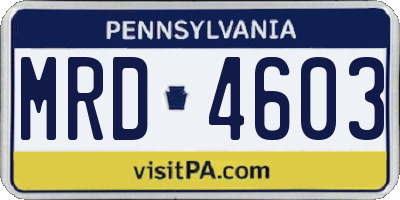 PA license plate MRD4603