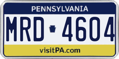 PA license plate MRD4604
