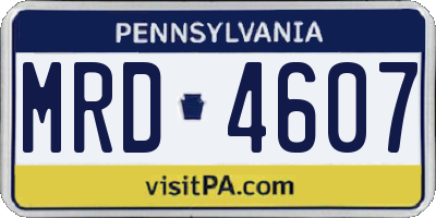 PA license plate MRD4607