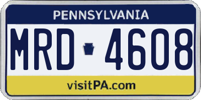 PA license plate MRD4608