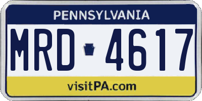 PA license plate MRD4617