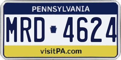 PA license plate MRD4624