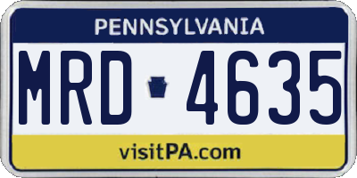 PA license plate MRD4635