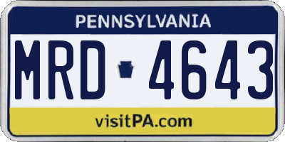 PA license plate MRD4643