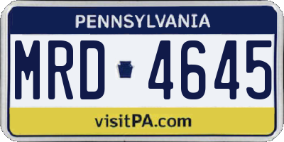PA license plate MRD4645