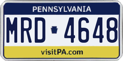 PA license plate MRD4648