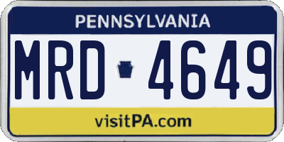 PA license plate MRD4649