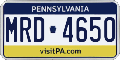 PA license plate MRD4650