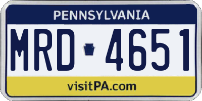 PA license plate MRD4651