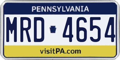 PA license plate MRD4654