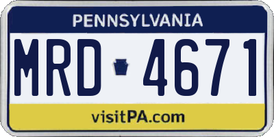 PA license plate MRD4671