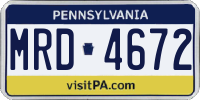 PA license plate MRD4672