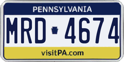 PA license plate MRD4674