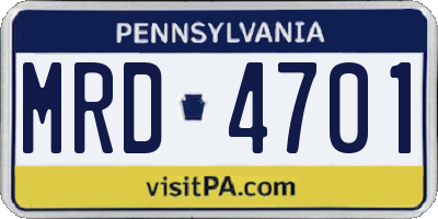 PA license plate MRD4701