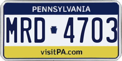 PA license plate MRD4703