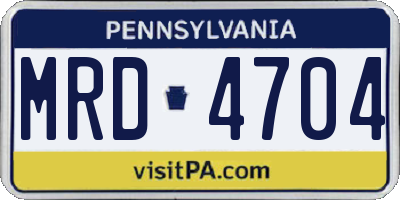 PA license plate MRD4704