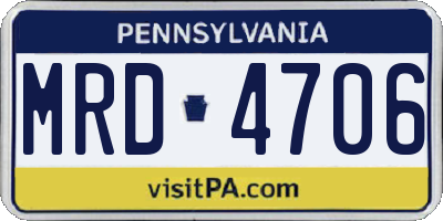 PA license plate MRD4706