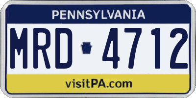 PA license plate MRD4712